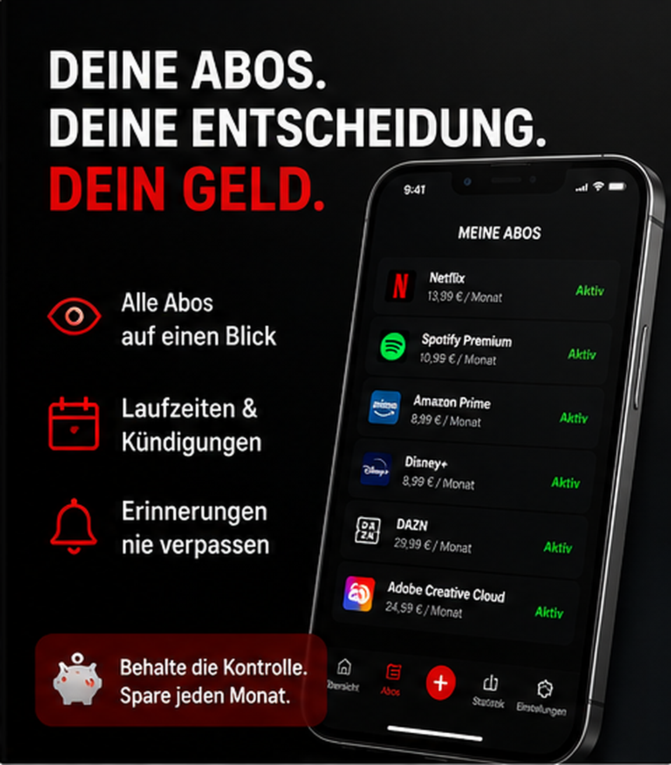 Abo-Killer ULTIMATE | Finanz-Dashboard & Kündigungs-Generator | Abofalle kündigen | Spar-Tracker Vorlage | Haushaltsbuch | Geld sparen Tool