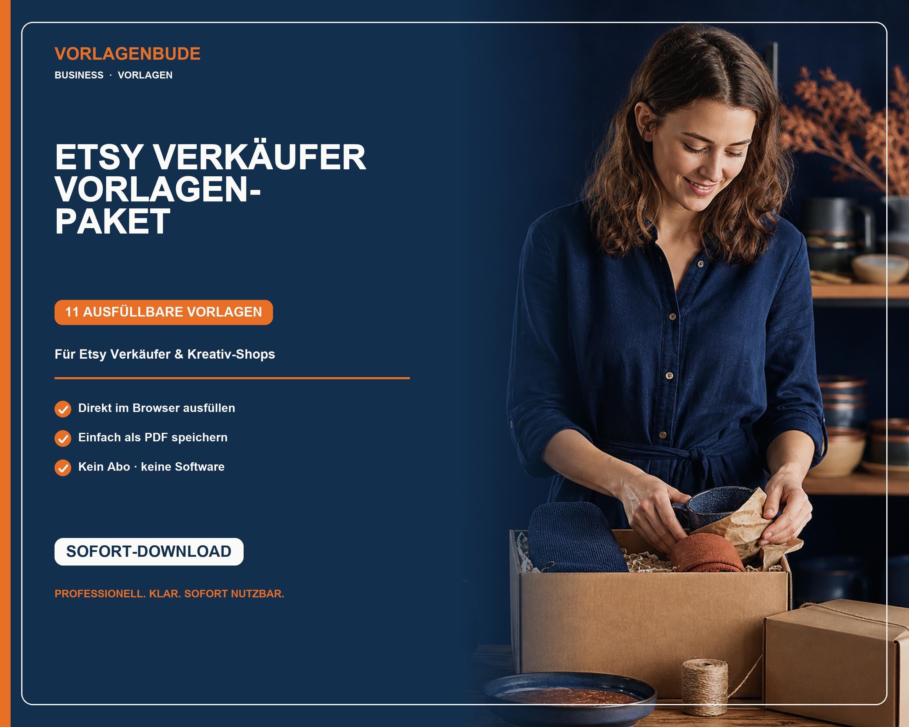 Etsy Verkäufer Vorlagen Paket | Vertrag, Rechnung, AGB, Impressum | Business in a Box Etsy Verkäufer | E-Signatur | Starter Kit