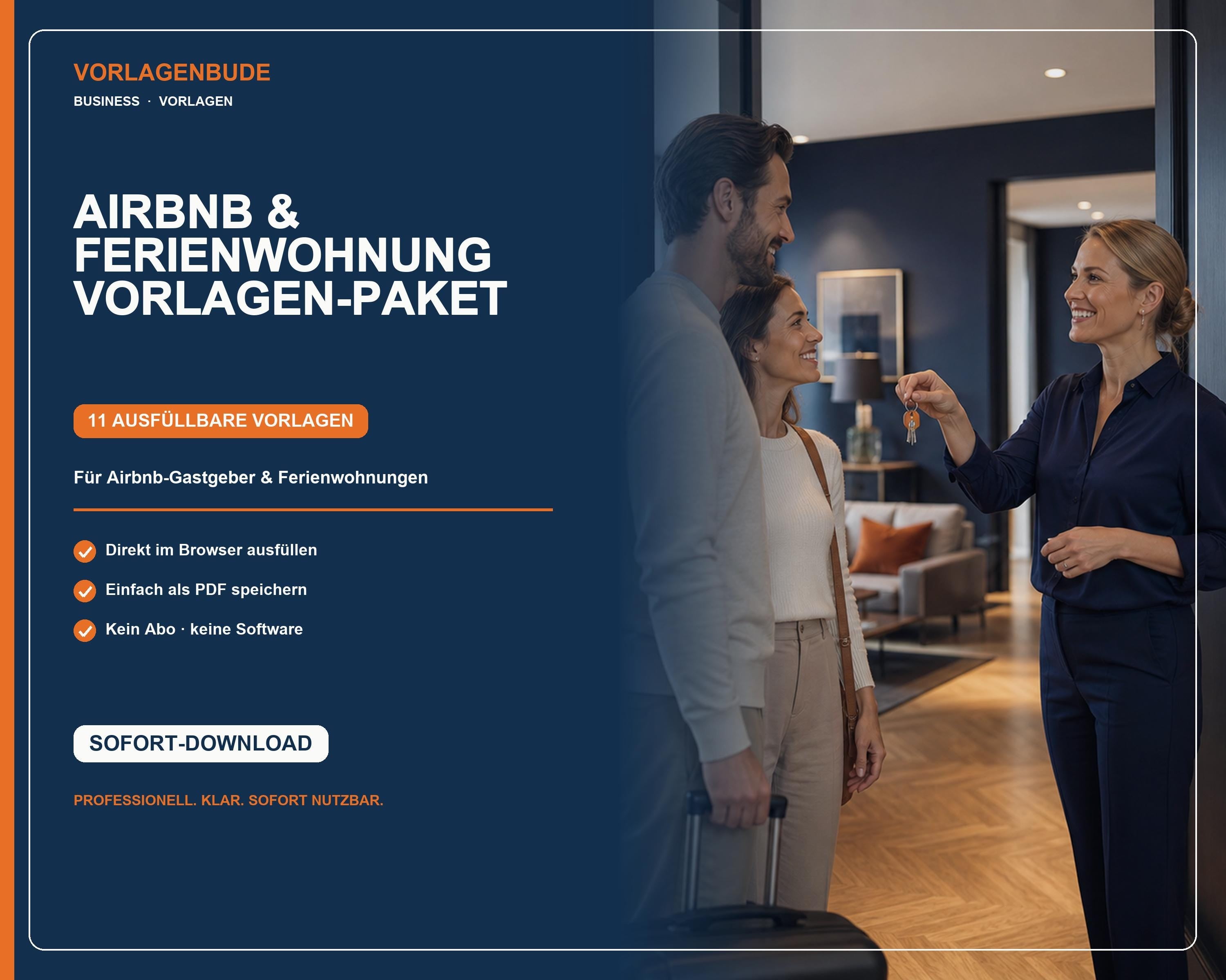 Airbnb & Ferienwohnung Vorlagen Paket | Vertrag, Rechnung, AGB, Impressum | Business in a Box Airbnb u. Ferienwohnung | E-Signatur | Starter
